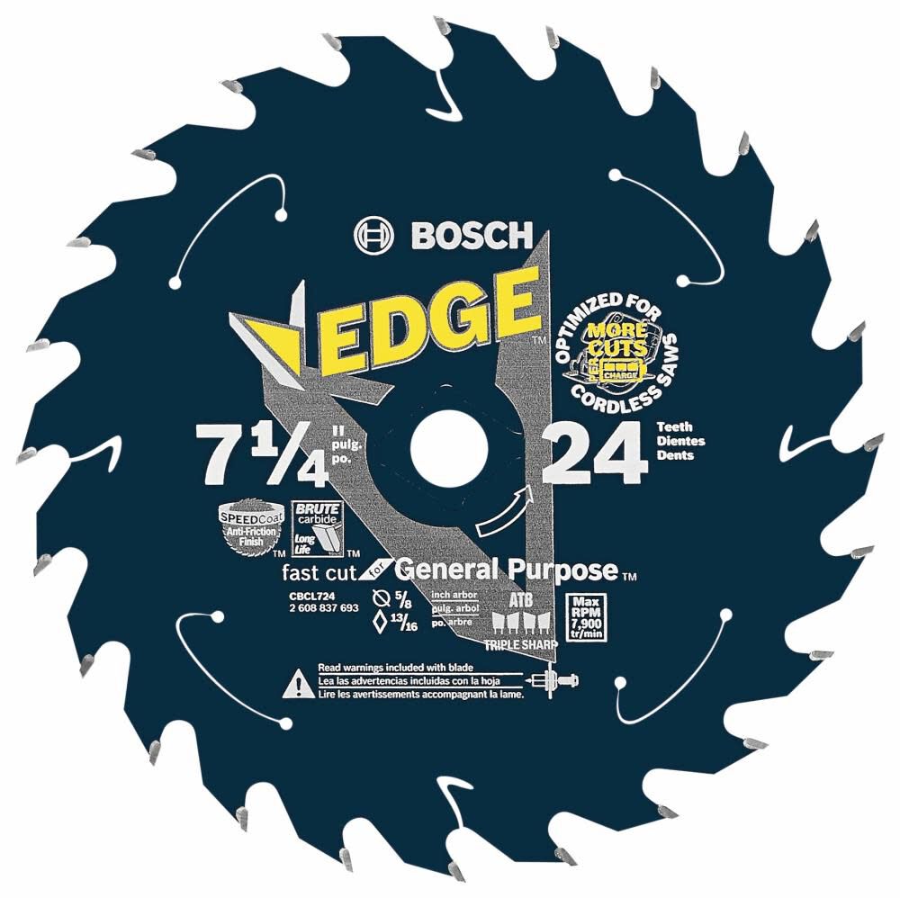 7-1/4 In. 24 Tooth Edge Cordless Circular Saw Blade for General Purpose CBCL724