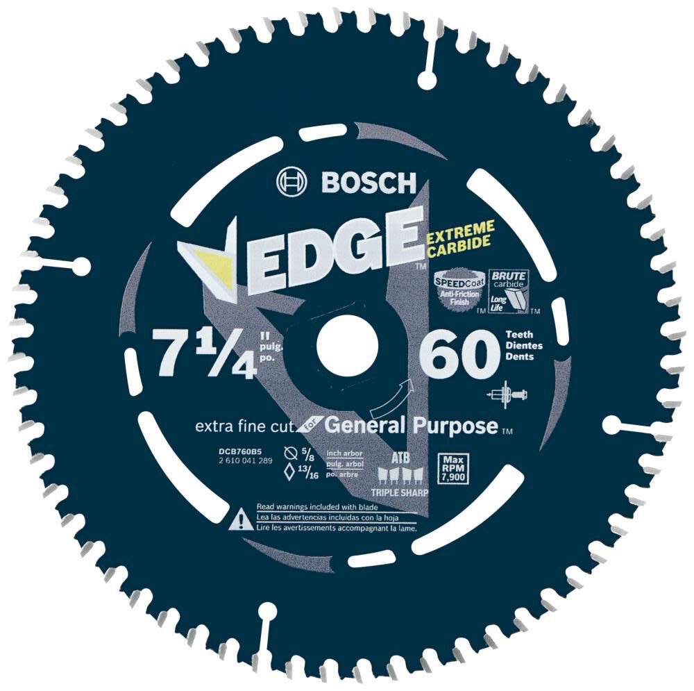 7-1/4 In. 60 Tooth Construction Portable Saw Blade Ultra-Fine Finish DCB760