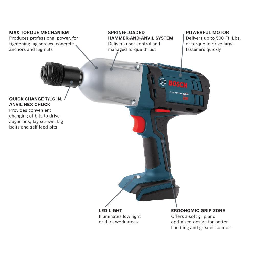 7/16 In. Hex 18 V High Torque Impact Wrench (Bare Tool) HTH182B