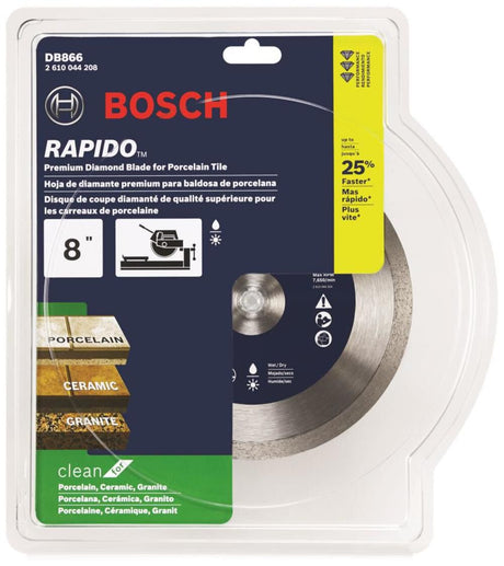 8 In. Rapido Premium Continuous Rim Diamond Blade for Porcelain Tile DB866