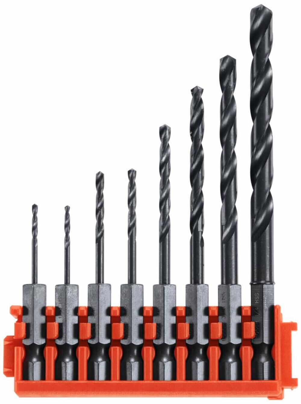 8 pc Impact Tough Black Oxide Drill Bits with Clip for Custom Case System CCSDV08