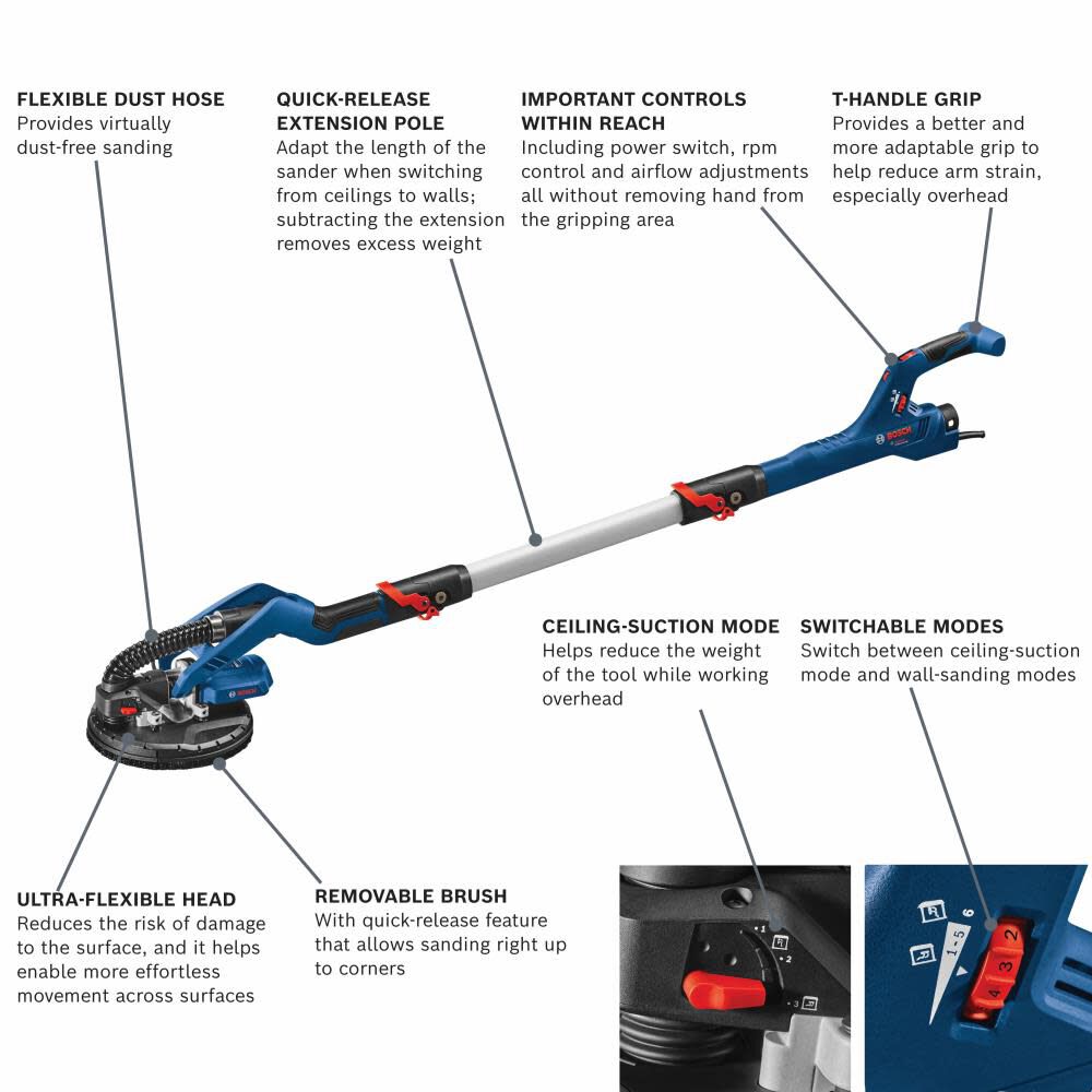 120-Volt 4.5-Amp Brushless Corded Variable Speed Drywall Sander with Dust Management (Bare Tool) GTR55-85