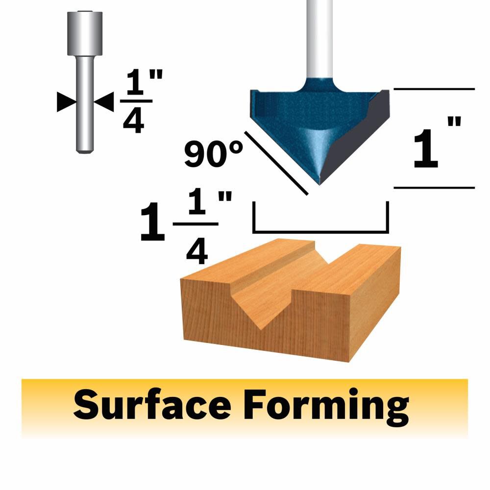 90 x 1-1/4 In. Carbide Tipped V-Groove Bit 85220M