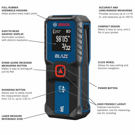 BLAZE Laser Distance Measurer 100' GLM100-23