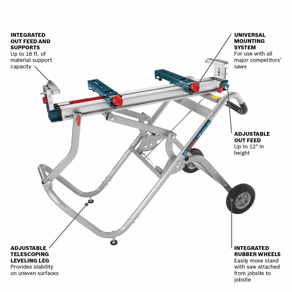 Steel Adjustable Rolling Miter Saw Stand T4B