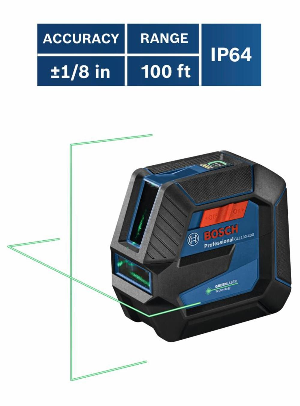 Green-Beam Self-Leveling Cross-Line Laser GLL100-40G