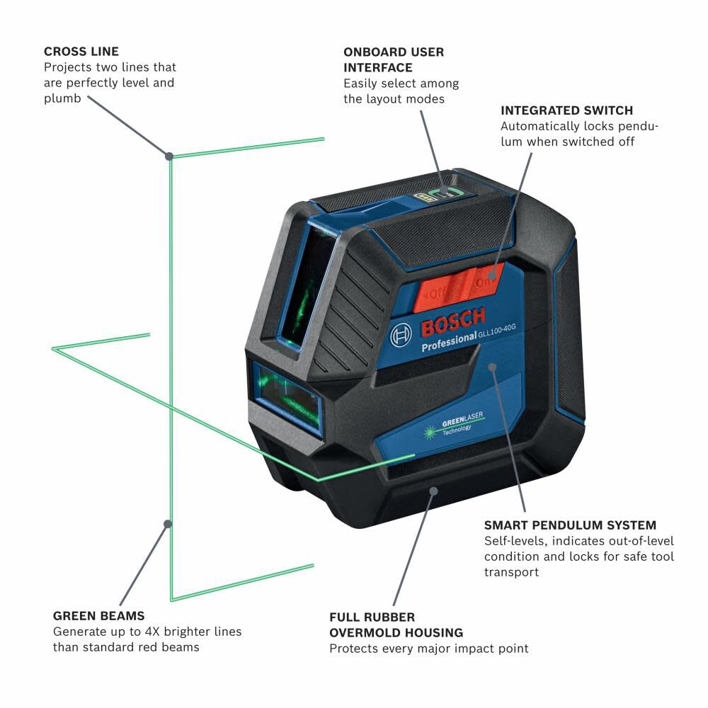 Green-Beam Self-Leveling Cross-Line Laser GLL100-40G