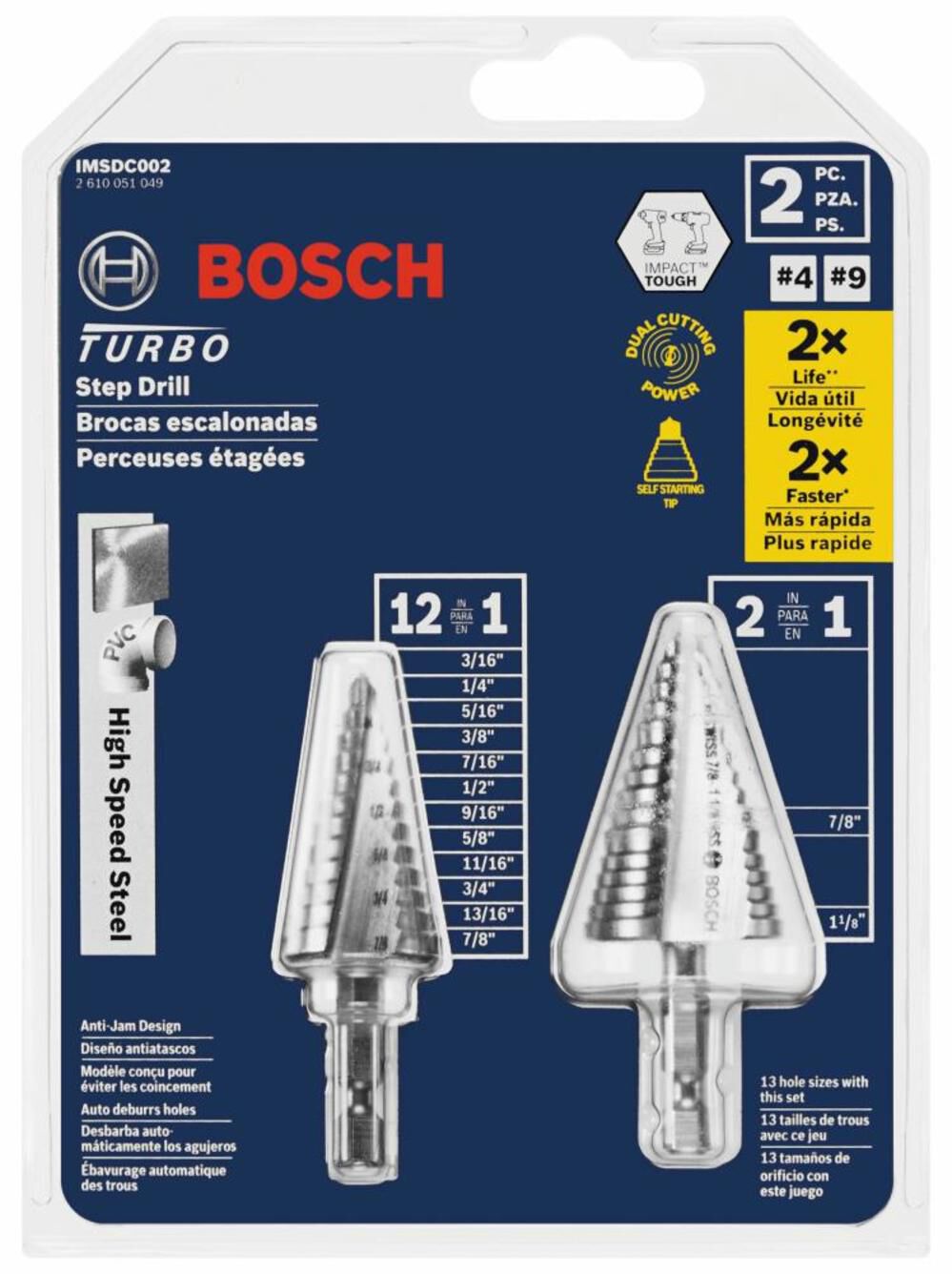 2-Piece 1/4-in Step Drill Bit Set (7/8-in to 1-1/8-in) IMSDC002