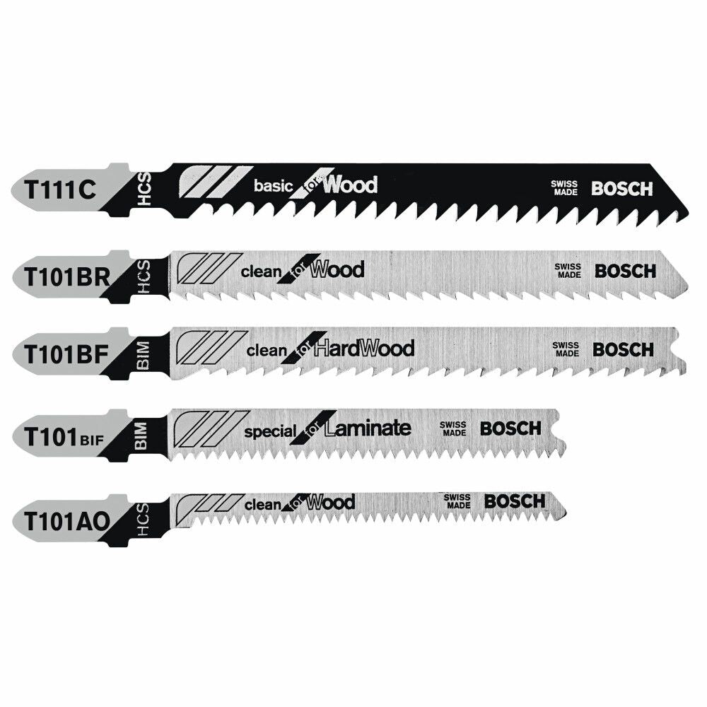 Jig Saw Blade Set 5pc Pro Wood T Shank TPW005