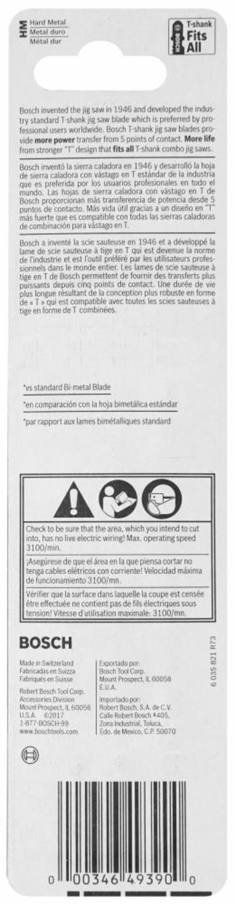 Jig Saw Blades 3pc 5 1/4in 5 7 TPI Carbide Edge for All Purpose T Shank T367XHM3