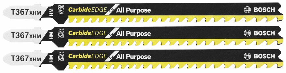 Jig Saw Blades 3pc 5 1/4in 5 7 TPI Carbide Edge for All Purpose T Shank T367XHM3