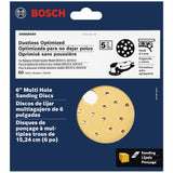 Multi Hole Hook and Loop Sanding Discs 80 Grit 6in 5pc SRM6R080