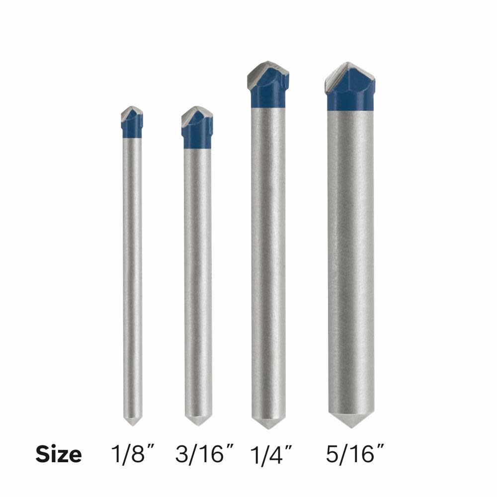 Natural Stone Tile 4-Piece x High-speed Steel Masonry Drill Bit Set for Rotary Drill NS2000