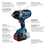 8-Amp 18-volt Variable Speed Brushless 1/2-in square Drive Cordless Impact Wrench (Battery Included) GDS18V-740CB14