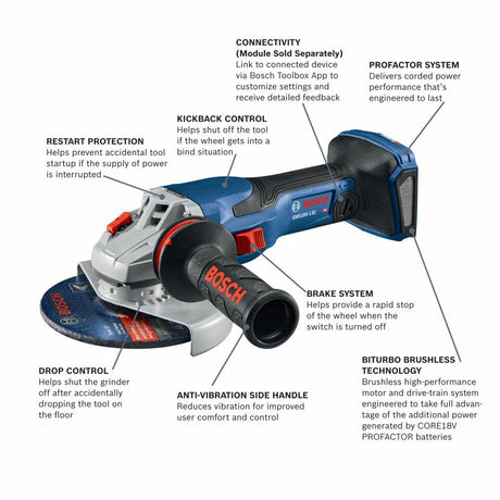 PROFACTOR 6-in 18-volt Sliding Switch Brushless Cordless Angle Grinder (Tool Only) GWS18V-13CN