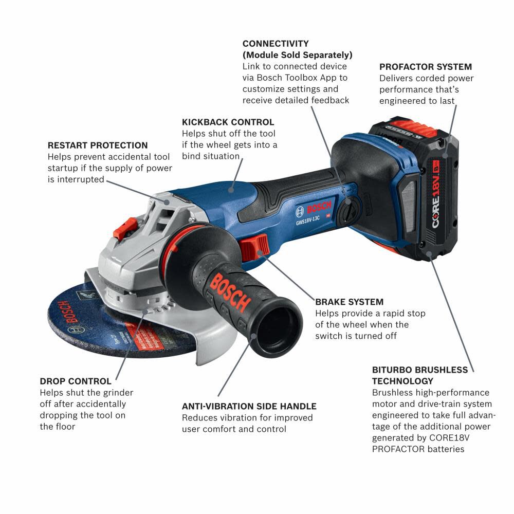 6-in 18-volt 8 Amps Sliding Switch Brushless Cordless Angle Grinder (Charger Included and 1-Battery) GWS18V-13CB14