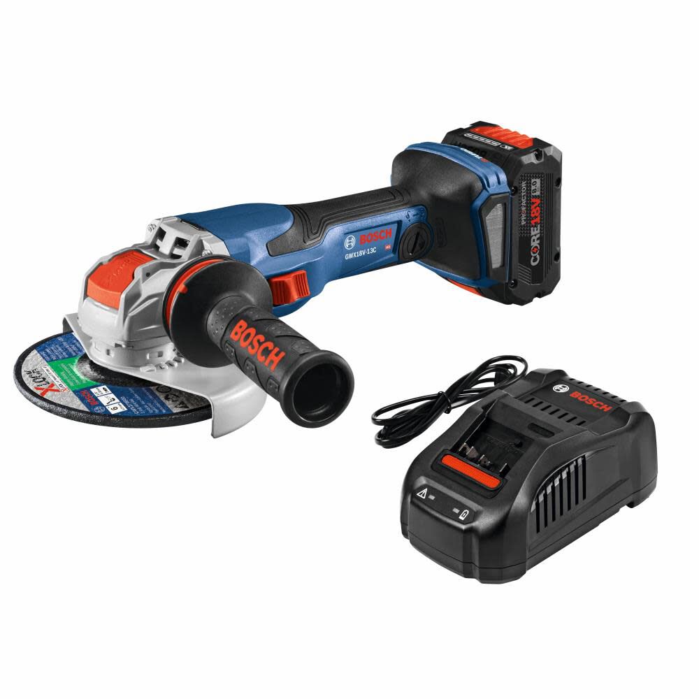 PROFACTOR X-LOCK 6-in 18-volt 8 Amps Sliding Switch Brushless Cordless Angle Grinder (Charger Included and 1-Battery) GWX18V-13CB14