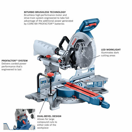 Profactor 10-in 18-volt Dual Bevel Compound Cordless Miter Saw(Bare Tool) GCM18V-10SDN