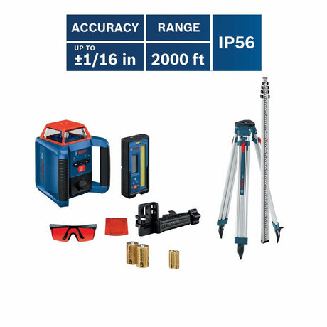 Red 2000-ft Self-Leveling Indoor/Outdoor 360 Beam Rotary Laser Level Kit GRL2000-40HK