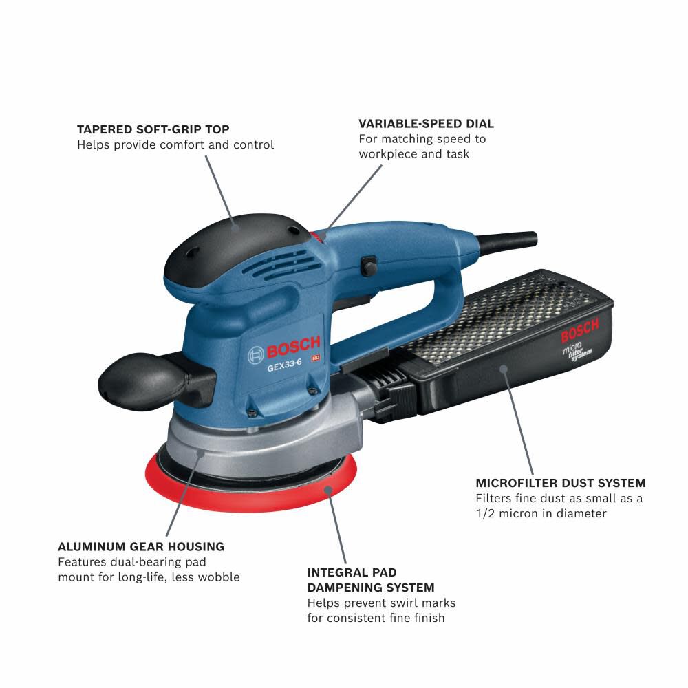 Sander/Polisher Multi Hole Random Orbit 6in GEX33-6N