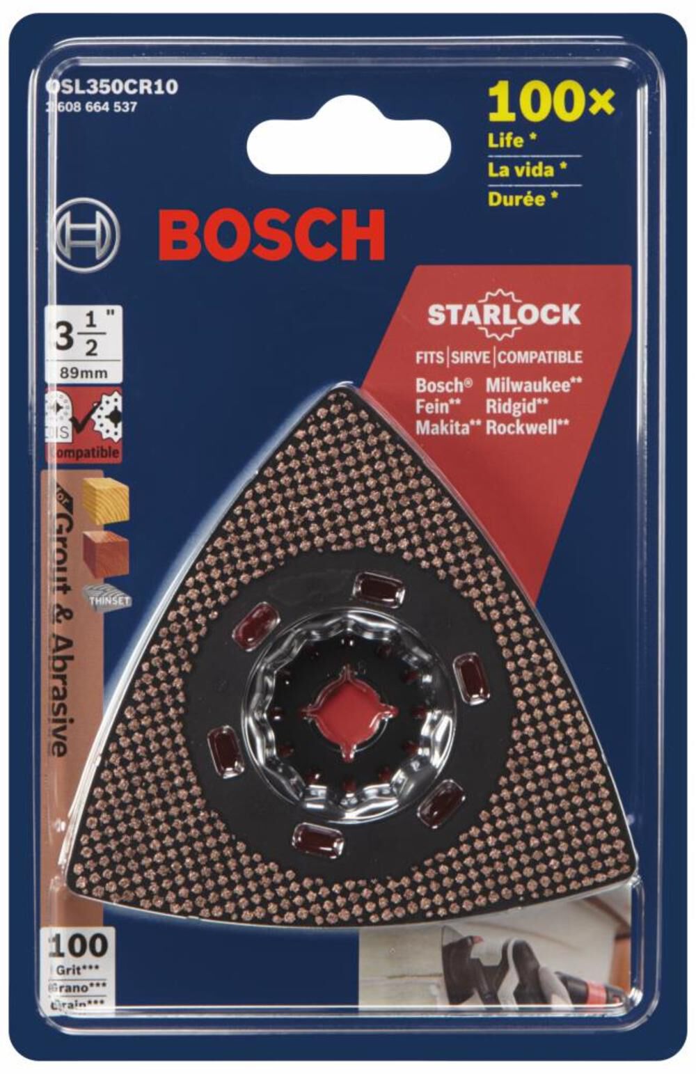 Starlock Oscillating Multi-Tool Carbide 100 Grit Delta Sanding Pad OSL350CR10