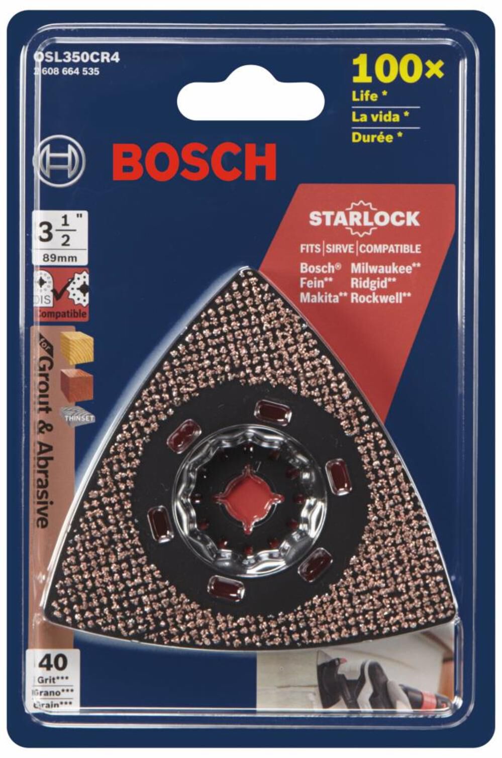 Starlock Oscillating Multi-Tool Carbide 40 Grit Delta Sanding Pad OSL350CR4