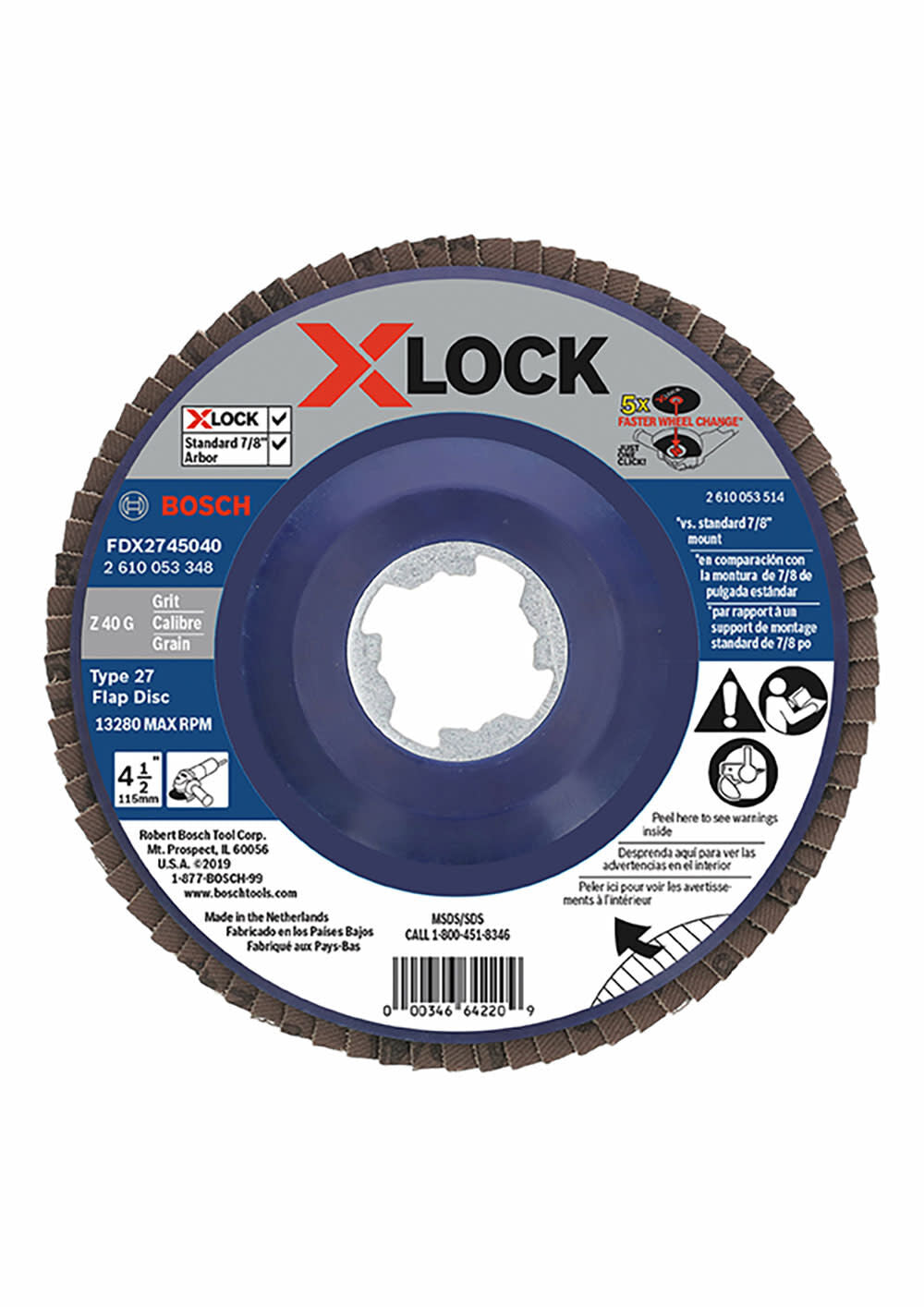 X-Lock Flap Discs 4-1/2in - 40 Grit FDX2745040