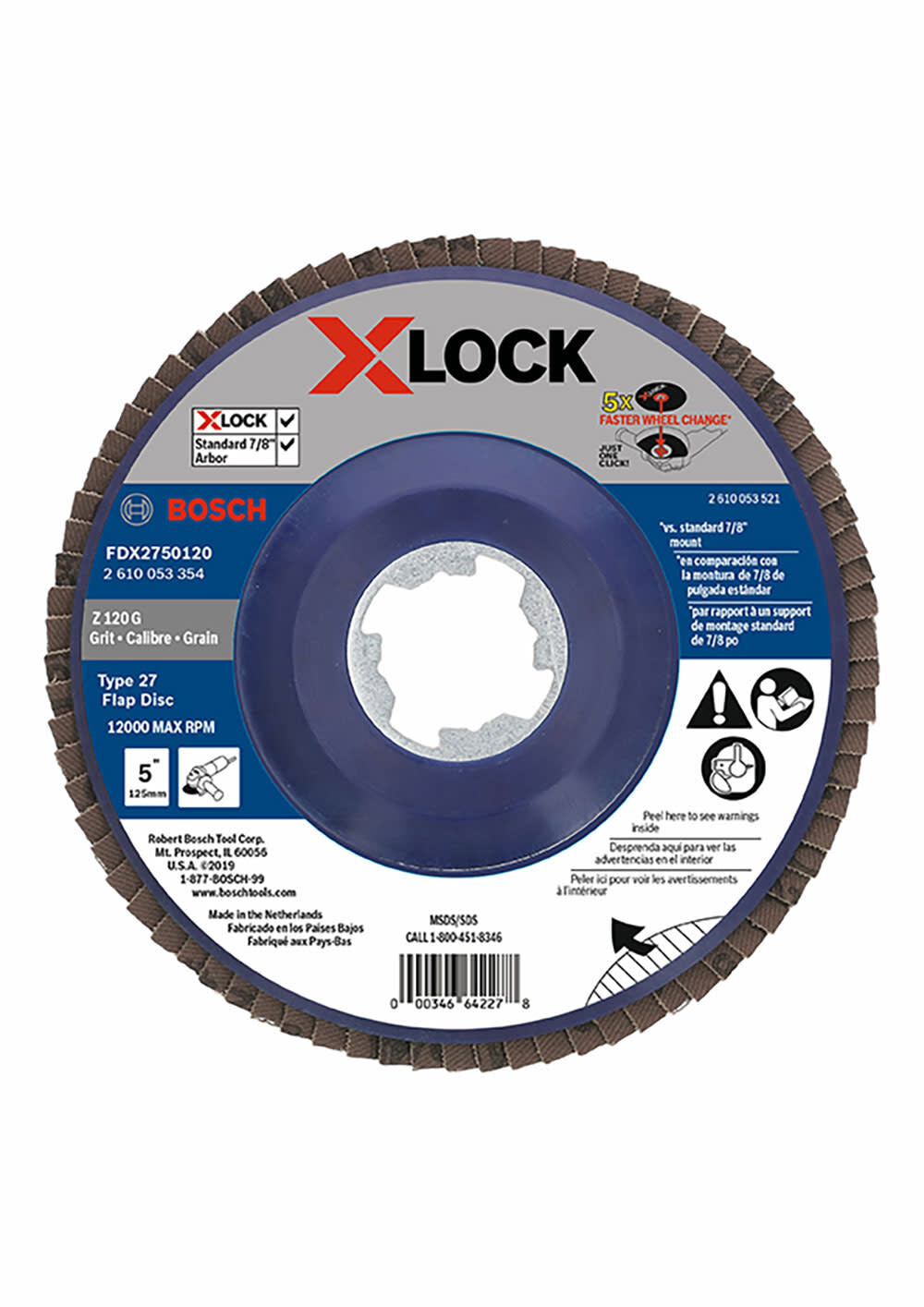 X-Lock Flap Discs 5in - 120 grit FDX2750120