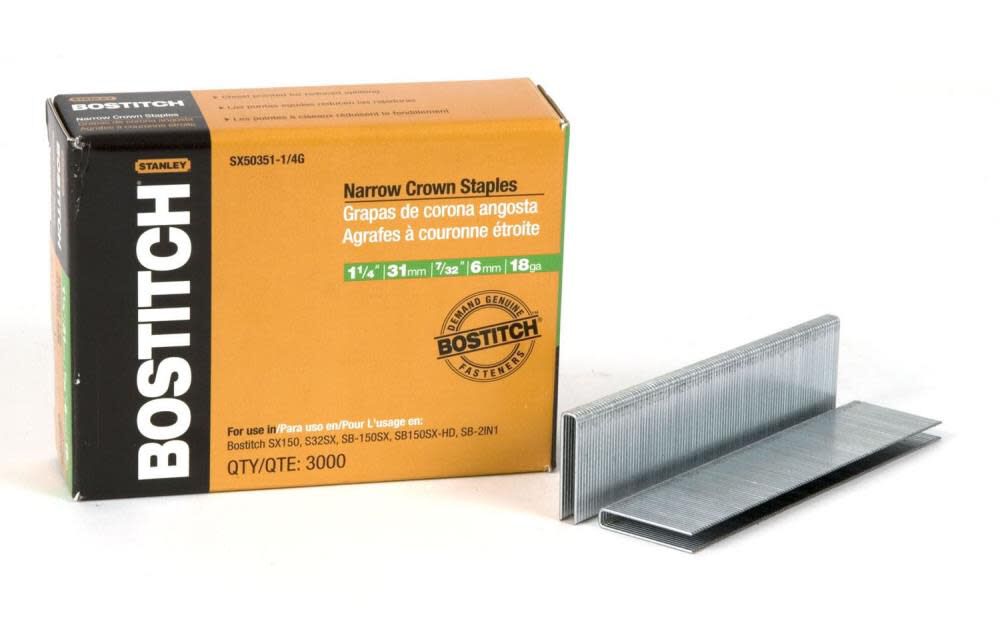 1-1/4 In. 18 Gauge 7/32 In. Narrow Crown Finish Staple SX50351-1/4G