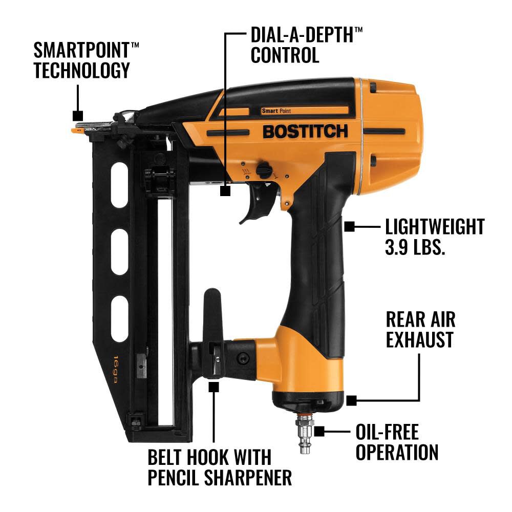 Smart Point 2.5-in 16-Gauge Pneumatic Finish Nailer BTFP71917