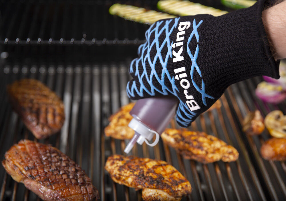 Single Black with Blue Accents Grilling Glove - OSFM 60974