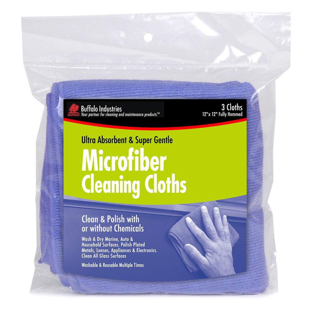 12 x 12in Blue Microfiber Cleaning Cloth 3pk Bag 64000