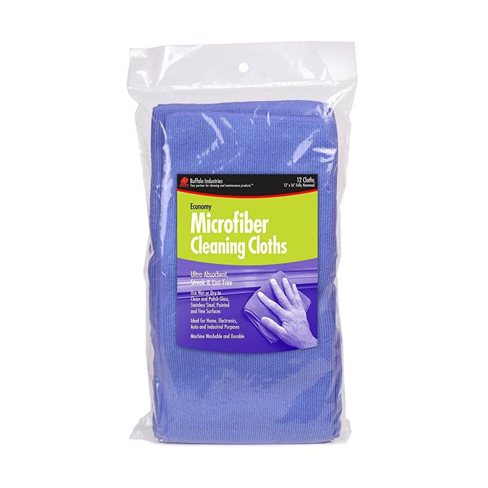 12 x 16in Blue Microfiber Cleaning Cloth 12pk Bag 65100