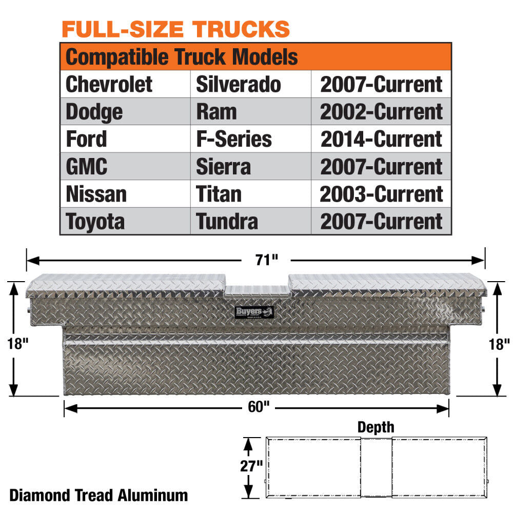 18x27x71 Inch Diamond Tread Aluminum Gull Wing Truck Box 1710420