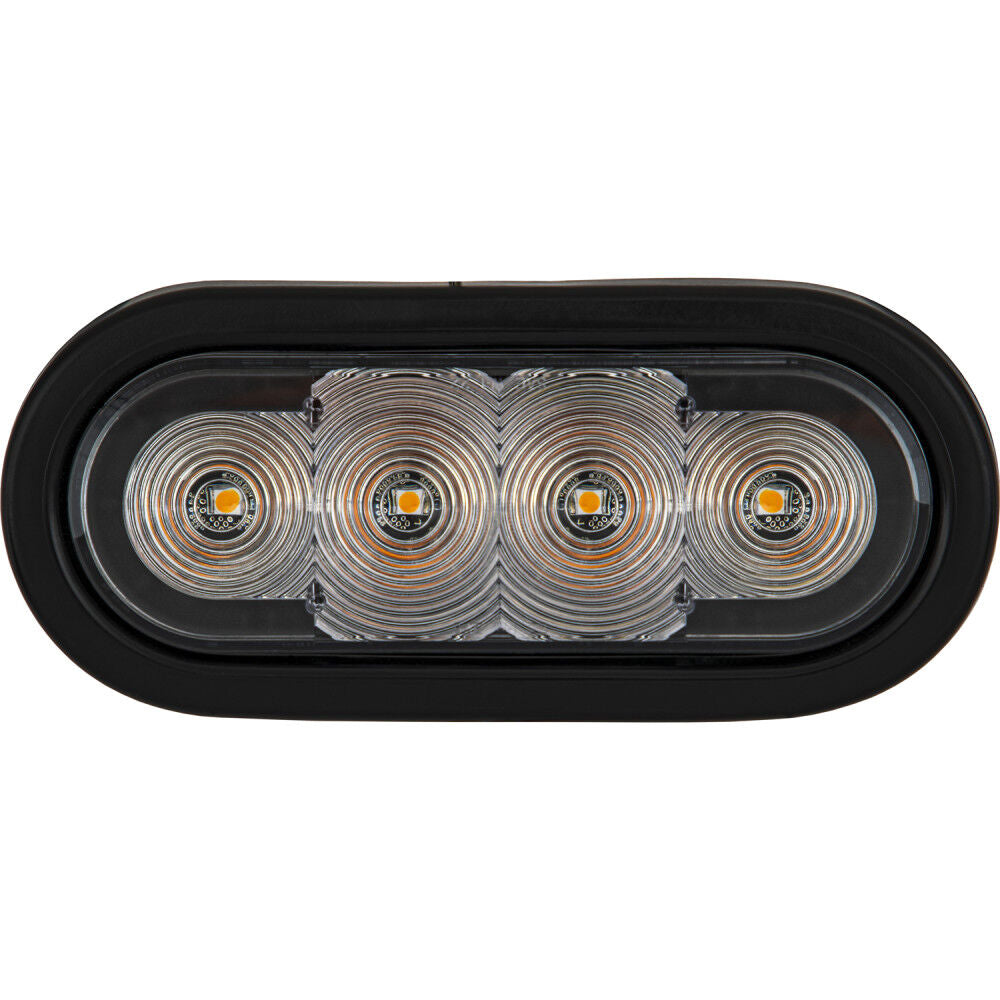 6 Inch LED Oval Strobe Light with Amber LEDs and Clear Lens SL62CA