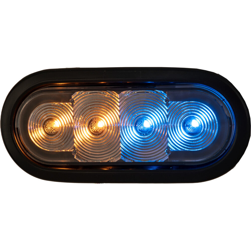 Products Company 6 Inch LED Oval Strobe Light with Amber/Blue LEDs and Clear Lens SL62AB