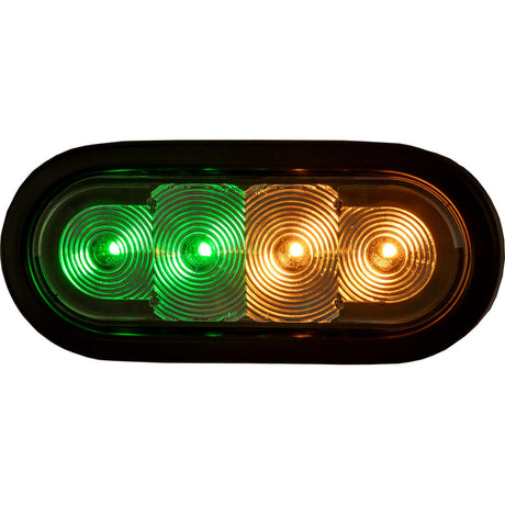 Products Company 6 Inch LED Oval Strobe Light with Amber/Green LEDs and Clear Lens SL62AG
