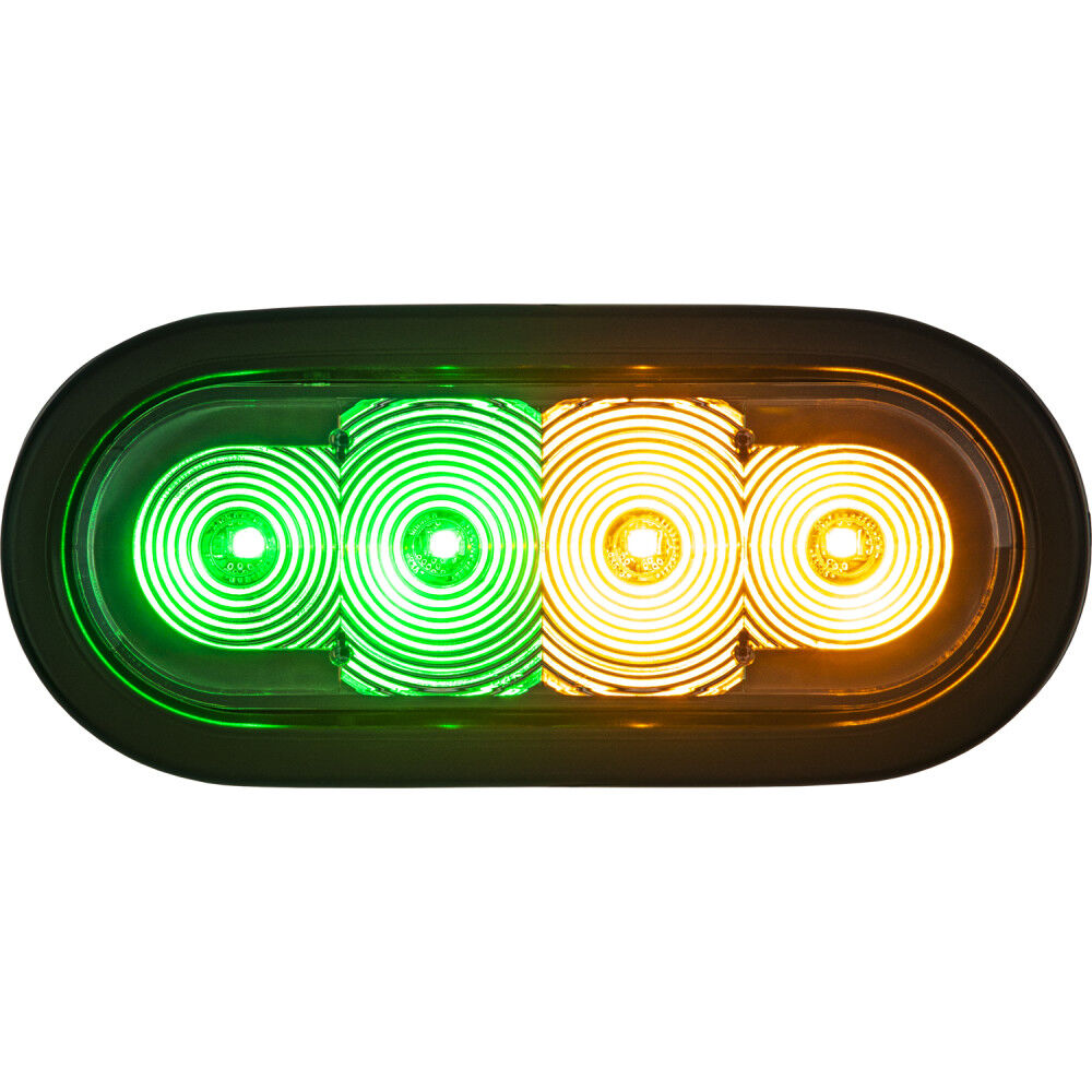 Products Company 6 Inch LED Oval Strobe Light with Amber/Green LEDs and Clear Lens SL62AG