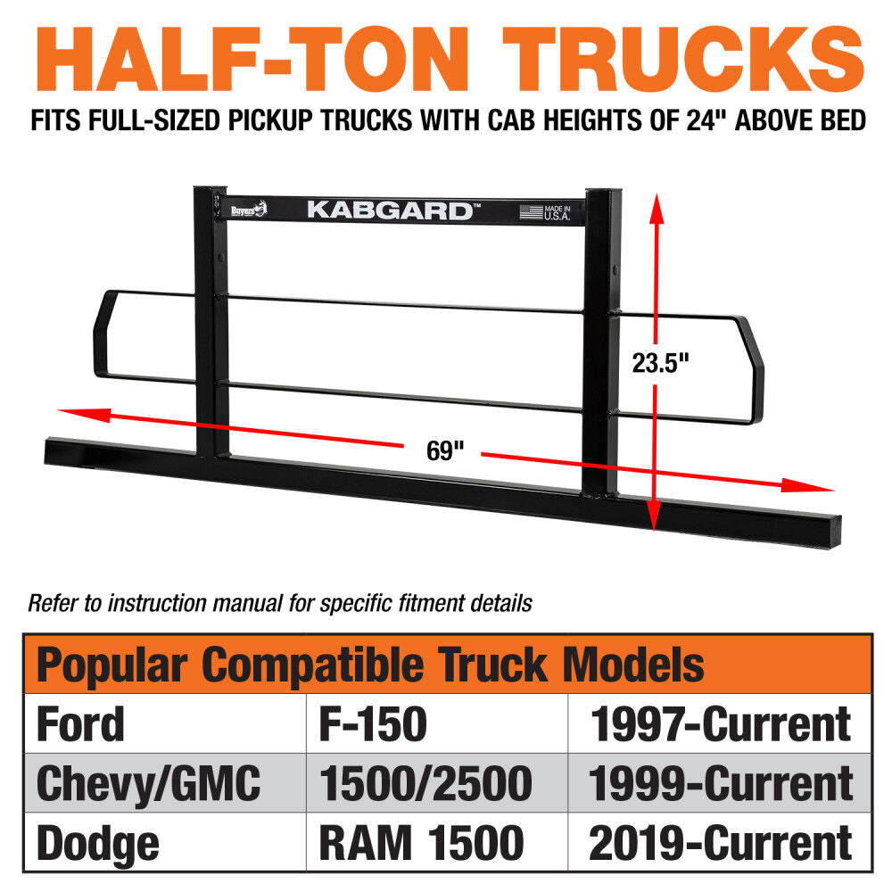 69 In KabGard Heavy-Duty Steel Pickup Truck Headache Rack Bundle 85104