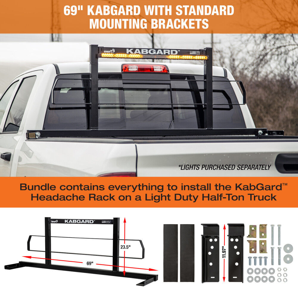 69 In KabGard Heavy-Duty Steel Pickup Truck Headache Rack Bundle 85104