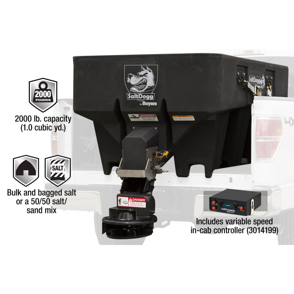 SaltDogg 1.0 Cubic Yard Electric Black Poly Hopper Spreader SHPE1000