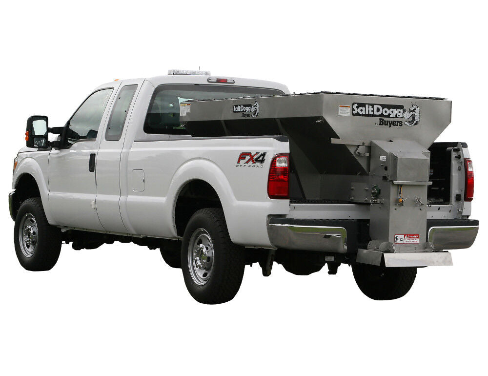 SaltDogg 8ft 2.0 Cubic Yd Gas StainlessSteel Hopper Spreader with Extended Chute 1400100SS