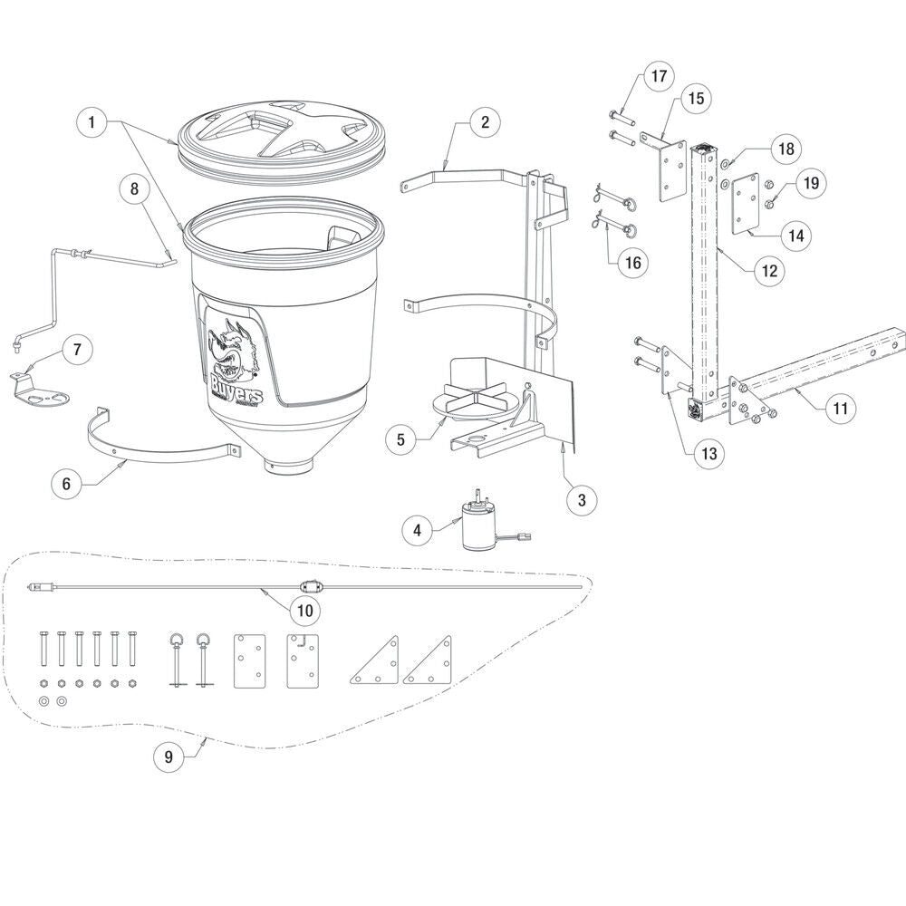 UTV 15 Gallon All-Purpose Spreader with 2 Inch Receiver Mount UTVS16