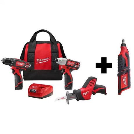M12 12V Lithium-Ion Cordless Combo Kit (3-Tool) with M12 3/8 In. Ratchet