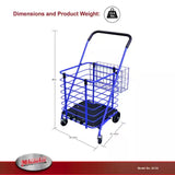 Steel Shopping Cart in Blue with Accessory Basket