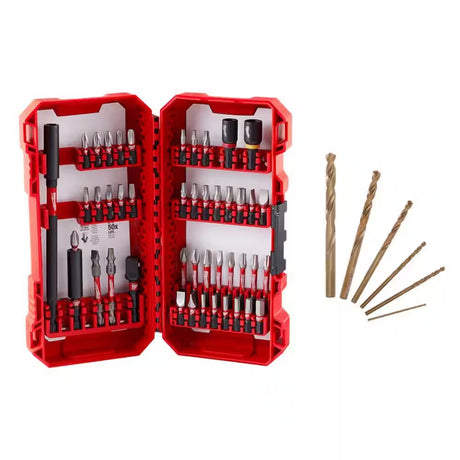 SHOCKWAVE Impact Duty Alloy Steel Driver Bit Set W/Cobalt Red Helix Drill Bit Set for Drill Drivers (51-Piece)