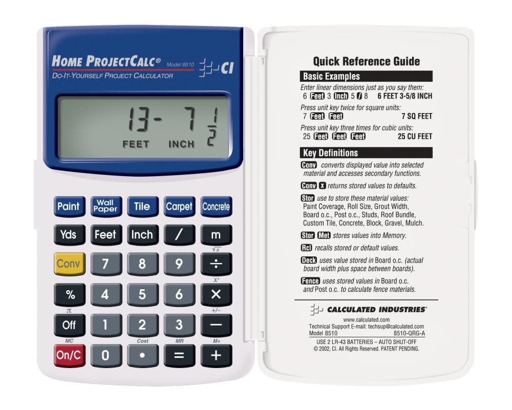 Home ProjectCalc Do-It-Yourself Project Calculator 8510