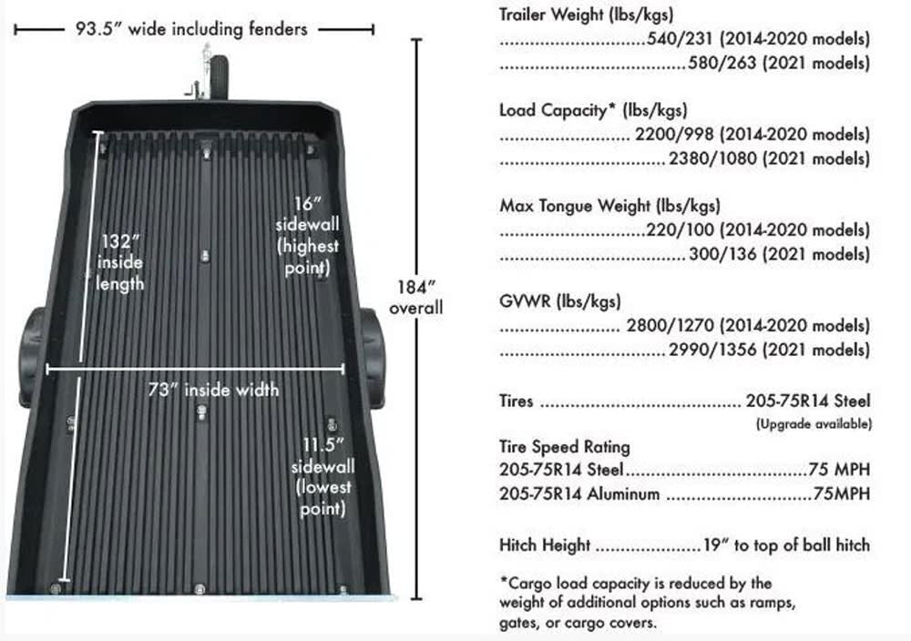 XRT 11-73 2380 lbs Utility Trailer with 14 in. Tires Mag Rims and Bi-fold Ramp 550-73001-01