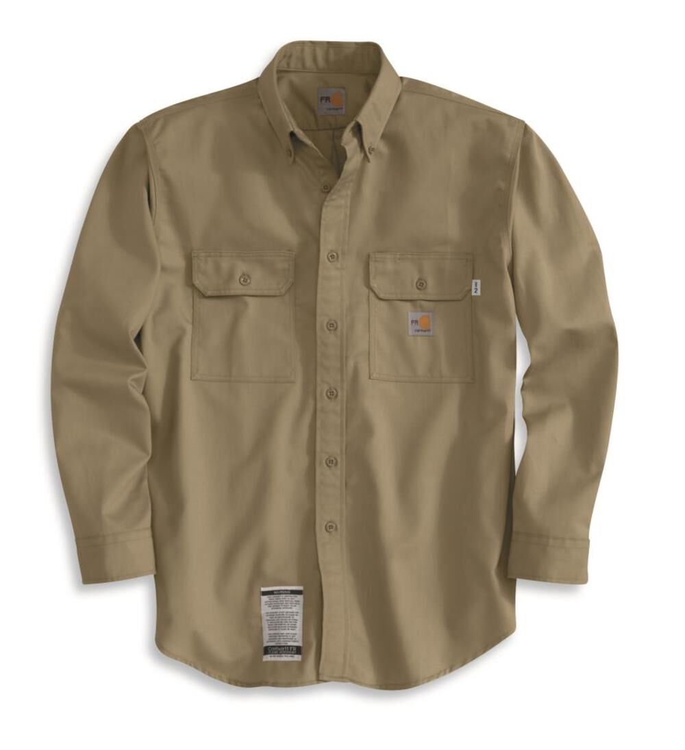 Men's Flame Resistant Twill Shirt with Pocket Flap FRS160KHI-2XL