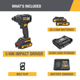 18V 1 FOR ALL 1/4 in Impact Driver Two Battery Cordless Kit DX71